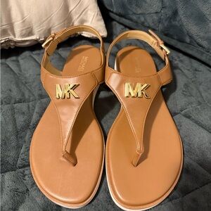 Michael Kors Brown Sandals with Gold Accents